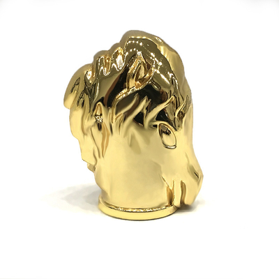古典的な亜鉛合金の金色の馬は金属Zamacを香水瓶の帽子を形づける