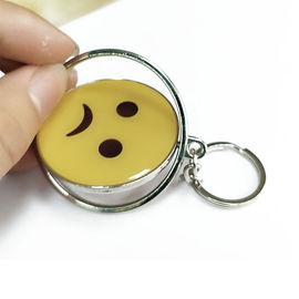 購入 環境に優しい金属が付いている微笑の表面注文のロゴのKeychainsの黄色の円 online manufacture
