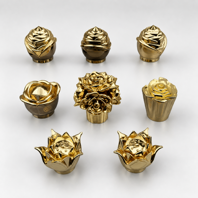 豪華 金彩3D花色ザマック香水キャップ ローズ・ロータス 花彫り 金属香水 閉塞 女性用カスタムロゴ 豪華香水瓶
