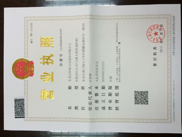 中国 Juhong Hardware Products Co.,Ltd 認証